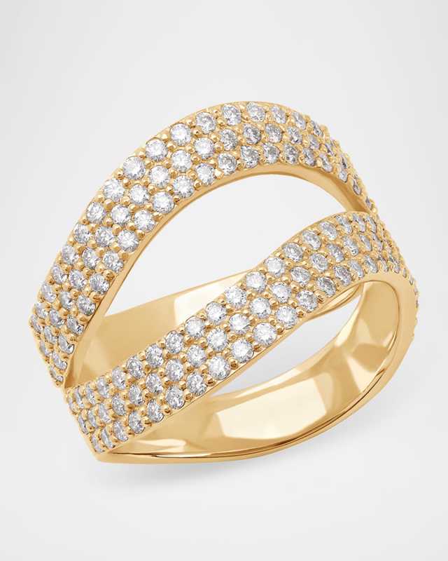 Double Wavey Diamond Statement Ring